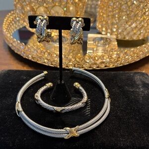 Vintage Elegant Silver and Gold 3 piece Jewelry Set
